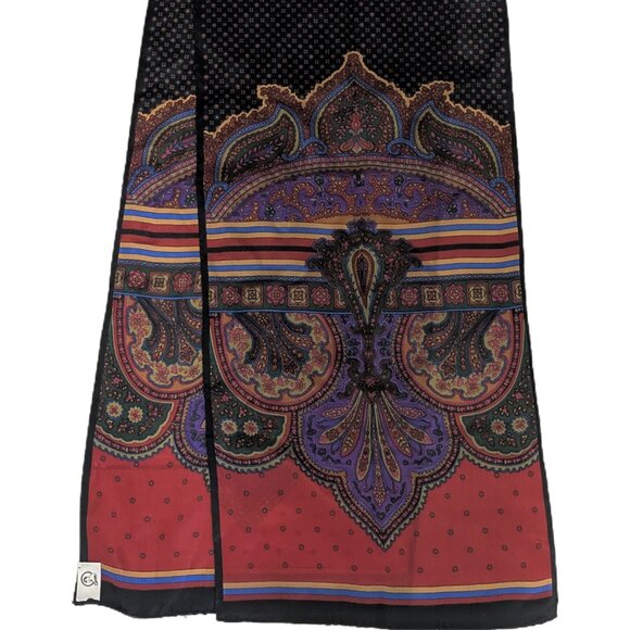 Vintage Careia 1960 or early 70's paisley long silk scarf hand stitch finition - Picture 4 of 4